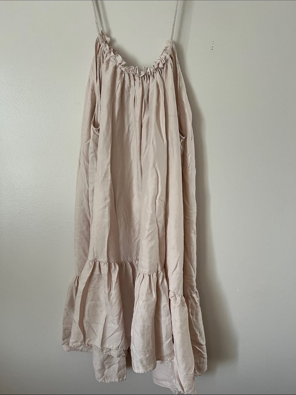 Unsubscribed Blush Spaghetti-Strap Midi Dress with Ruffle Hem - Picture 4 of 7